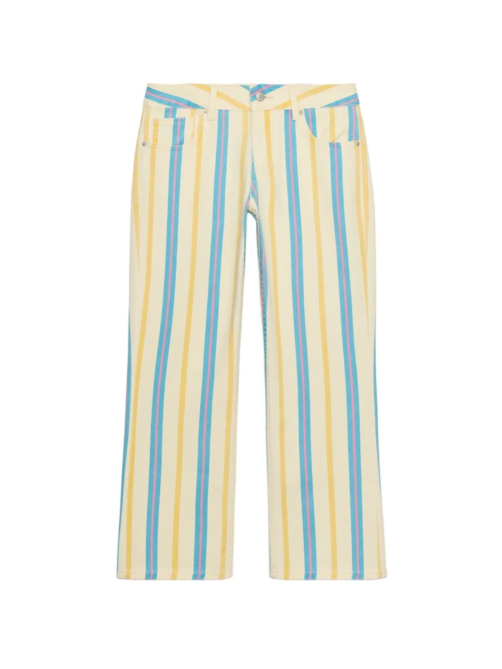 Zara Striped Flat Front pants in Blue, Pink & Yellow, nwt